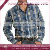 Men's Cotton Wrinkle Resistant Blue Plaid Western Shirt thumbnail-1