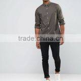 Custom Long Sleeve Spread Collar Mens Pre-Shrunk 55% Cotton 45% Polyester Breathable Comfort Fit Casual Grey Plain Shirts thumbnail-4