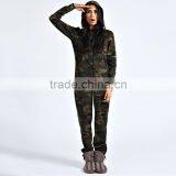 Fashion Women Supersoft All Over Military Style Zip Hooded Camo Onesie Adult thumbnail-1