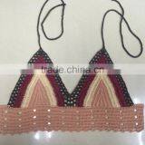 Latest Crochet Ladies Summer Popular Multicolor Beach Cotton Bra Top