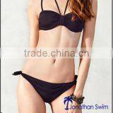 2017 Girl's Sexy Fashion Nylon Spandex Black Halter Bikini Swimsuits.
