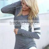 Long Sleeve Women Patchwork T-shirt thumbnail-1