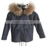 Myfur Latest Design Kids Jeans Parka With Sheep Shearing Fur Lining And Raccoon Fur Hooded Parka for Children thumbnail-5
