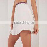 Latest Pleated Short Skirt and off Shoulder Ruffle Crop Top Set thumbnail-3