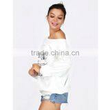 Latest White Off Shoulder Cake Print Sweatshirt for Women thumbnail-3
