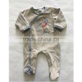 75% Cotton 25% Polyester Velour Baby Boys Footed Romper thumbnail-3
