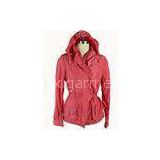 Red Windproof Custom Sport Jackets , Ladies Hooded Padded Jacket
