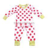 2016 Yawoo Pink Polka Dots Long Sleeve Christmas Tree Embroidery Sleepwear Outfit Christmas Pants Set thumbnail-5