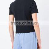 Custom Short Sleeve Cotton Black Printed T-Shirts For Women,Top Quality Silk Printing Womens Black T-Shirts Clothes thumbnail-4