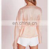 New Arrival Lady Fancy Satin Blouse Sexy Designs Wholesale thumbnail-6