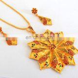 Traditional Look With Chain & Gold Plated Pendant Set-Meenakari Pendant Set-One Gram Gold Plated Pendant Set- Wholesale Jewelry thumbnail-6