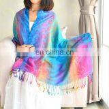 New Minority Style Nepal Cotton and Linen Colorful Hijab Manufacturer Direct Rainbow Pashmina Scarf thumbnail-1