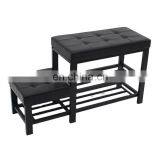 Customized PVC Leather Metal Steel Shoe Racks Bench Storage Organiser Holder Rack At Doorway Entrance thumbnail-4