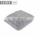 Low Price Supet Soft Comfortable Faux PV Fur Mink Blanket With Brushed Rose Pattern thumbnail-3