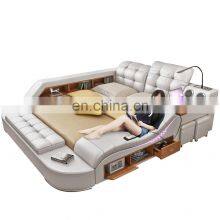 Luxury Modern Style Leather Sofa Wood Beds Room Furniture for Home or Hotel thumbnail-2