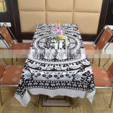 Indian Cotton Table Cloth Black-White Mandala Elephants Printed Dinning Vintage Wall Hanging Throw Bed Sheet Cover TC49 thumbnail-4