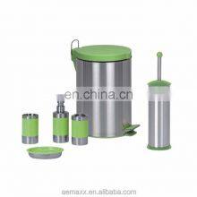 Набор из 6 металлических ванных принадлежностей - мусорных ведер зеленого цвета thumbnail-1
