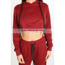 Loose Fit Best Gym Workout Fitness Drop Shoulders Ladies Cropped Top Pullover Cotton Ladies Chenille Patch Hoodies for Women thumbnail-3