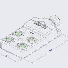 DBT Series 4 Ports M12 2CH Terminal Block Sensor Distributor for Water Treatment IP69K