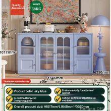 Pastel Blue 2-Door Steel Buffet Cabinet SD-D988 With Adjustable Shelves| 1017mm Height Modular Metal Cupboard for Dining Room thumbnail-3