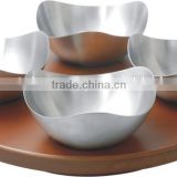 International wooden Tray with Revolving with swing Bowls