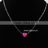 Fashion Synthetic Pink Heart Opal Stone Pendant 925 Sterling Silver Necklace Jewelry thumbnail-5
