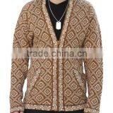 HOODED ALPACA WOOL CARDIGAN WITH DESIGNS