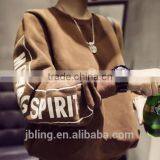 2015 New Women's Plus Thickness Washed Velvet Long-sleeved Sweater Letter Head T-shirt thumbnail-1