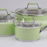 2013 New Products 6pcs High Quality 304 Stainless Steel Cookware Set With Hiqh Termperature Paint Outside For Wholesale