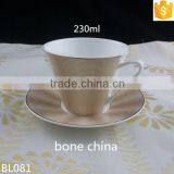 230ml Coffee Cup With Gloden Color Decal With Gold Rim Tea Cup With Saucer thumbnail-1