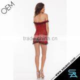 Hot Women Off-shoulder Ruffle Trimmed Night Dress thumbnail-4