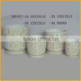 Round Beautiful Patterns Long White Retro Flower Pot