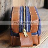 High Quality and Personalized Waxed Canvas and Leather Bag , Waxed Canvas Zipper Pouch With Leather Accents , Waxed Canvas Pouch thumbnail-6