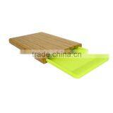 Cheap bamboo cutting boards with yellow plastic tray