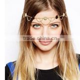 New Beach Boho Style Wave tassel Paillette Chain Metal Gold Plated Head Chain Hair Jewelry