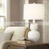 11.21-13 Bold Perfect Curve of White Glazed Finish Ceramic Table Lamp