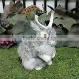 Horns Easter Bunny Decor Gray Grey Standing Jackalope Rabbit thumbnail-1