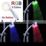 Romantic 3 LED RGB Color LightWater Temperature Sensor Detectable Shower Head