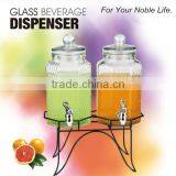 ROUND GLASS JUICE JAR WITH METAL RACK thumbnail-6