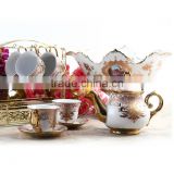 Euro Style Personalized royal electroplate gold fine porcelain coffee tea set