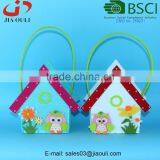 BSCI Audit factory hot sales easter decoration non woven fabric house basket, decoration colorful felt baskets