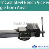 4"(100mm)-5"(125mm)Cast Steel Bench Vice With Single Horn Anvil thumbnail-1
