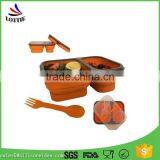 Wholesale Silicone Folding Lunch Box With Dividers Children BPA Free Collapsible Bento Lunch Box thumbnail-4