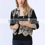 Guangzhou Factory Casual Beautiful Lady Blazer /Jacket With Embroideried Detail for Ladies thumbnail-3