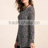 Nice Deign High Quality Girls Fancy Loose Neck Marled Sweater thumbnail-3