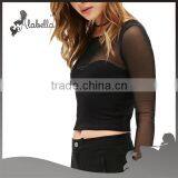 Plain Crop Top Wholesale Custom Crop Top With Mesh Fabric thumbnail-2