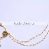 BIG HOOP NATH Press NOSE RING GOLD PLATED POLKI PEARL thumbnail-1