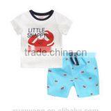 Children Clothing Hot Sale100%cotton o -neck Shortsleeve T-shrit Set thumbnail-2