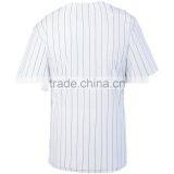 Youth Pinstripe Full Button Baseball Jersey Custom Pad Print Label Tee 100% Polyester Smooth Pinstripe Knit Shirt thumbnail-3