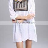 Zm50376b Europe Hot Sale Women Garment Fashion Cotton Ladies Long Tops thumbnail-2